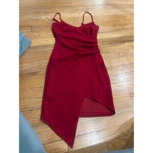 Sunset & Spring Crimson Asymmetrical Sleeveless Wrap Dress XS